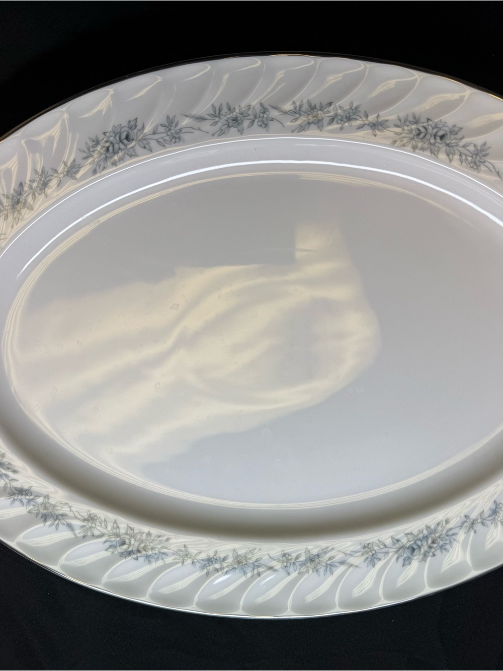 Homer Laughlin White Porcelain Platter Silver Rose
